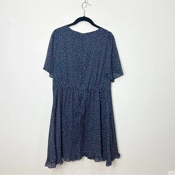 Madewell Flutter Sleeve Navy Sugar Dot Dress - Picture 4 of 8